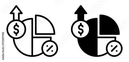 Profit Margin Icon Collection line & Mixed Style 