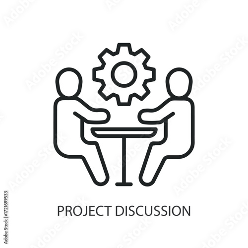 Project discussion thin line vector icons.