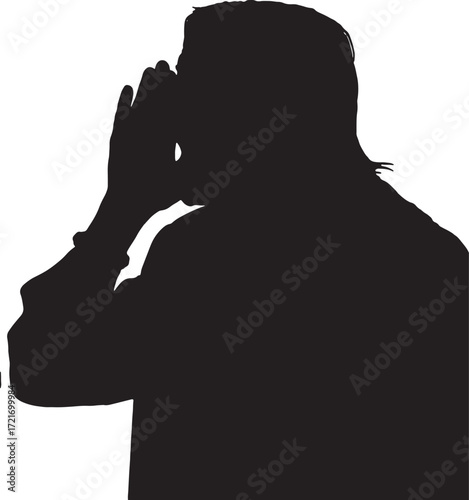 vector,silhouette woman screaming