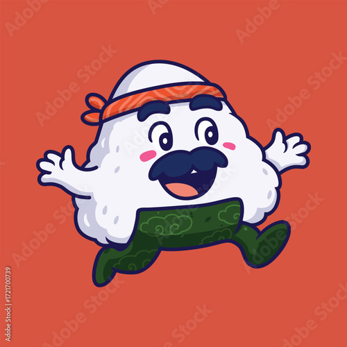 onigiri mascot happy face cartoon style