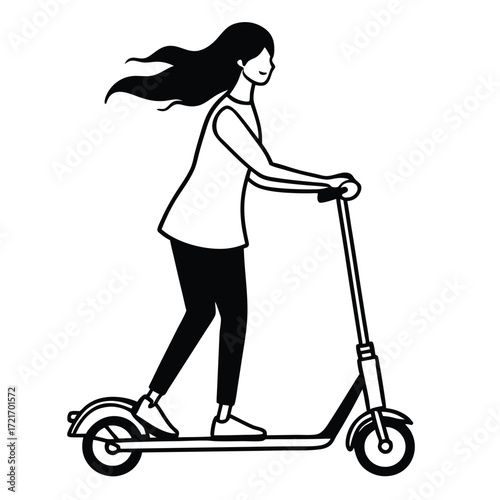 silhouette of a woman pushing a cart