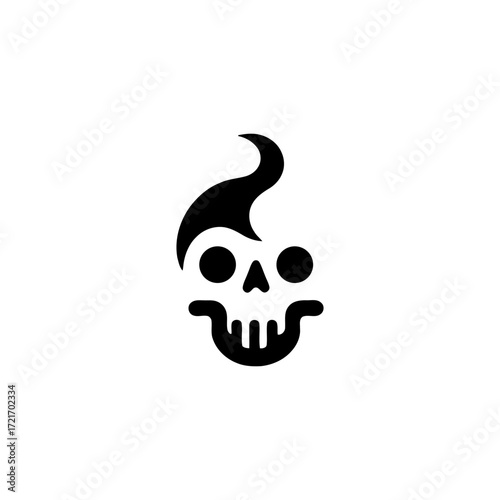 Cartoon Skull with Rockabilly Hair Style Vector Illustration