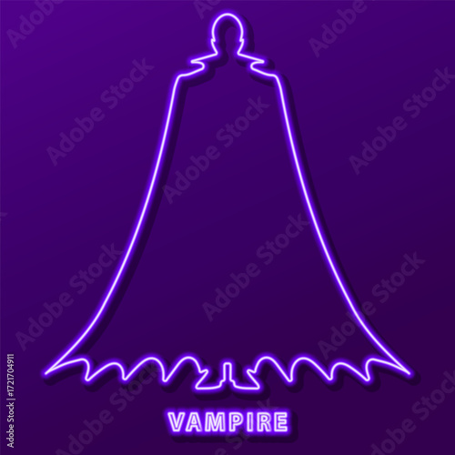 vampire neon sign, modern glowing banner design, colorful modern design trends. Vector illustration.