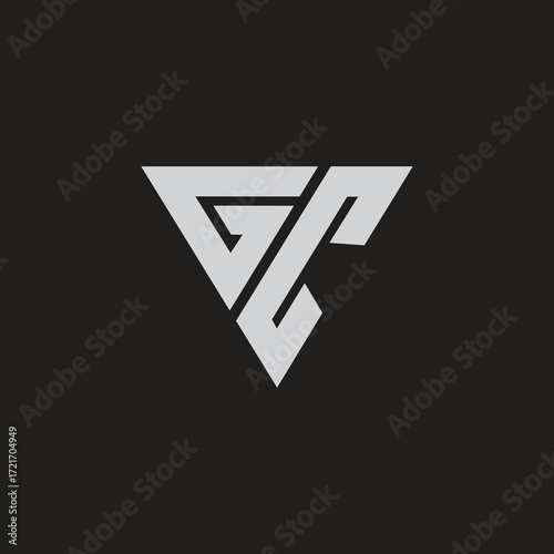 Free Download GC initial monogram template, triangle shape. - GFXLoad