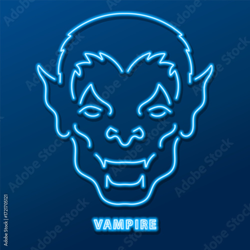 vampire neon sign, modern glowing banner design, colorful modern design trends. Vector illustration.
