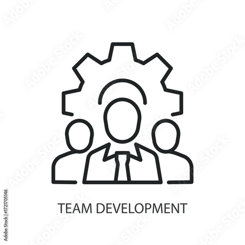 Team development thin line vector icons.