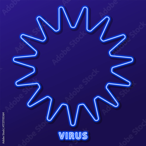 virus neon sign, modern glowing banner design, colorful modern design trends. Vector illustration.