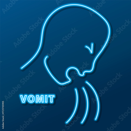 vomit neon sign, modern glowing banner design, colorful modern design trends. Vector illustration.