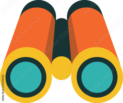 Orange and blue binoculars vector illustration for search and discovery tool