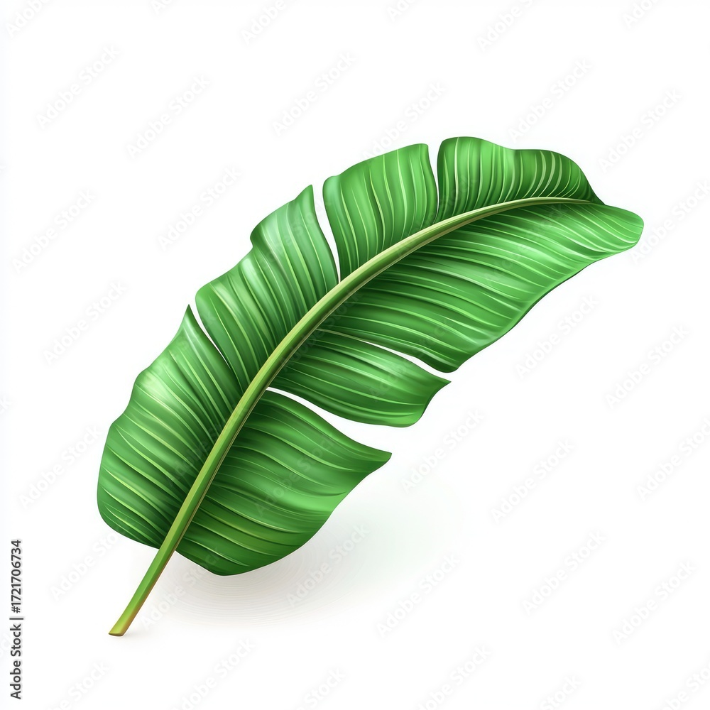 Fototapeta premium Detailed illustration of a vibrant green banana leaf