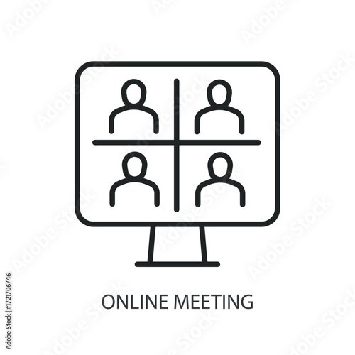 Online meeting thin line vector icons.