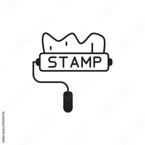 Stamp Roller Icon, Manual Printing & Pattern Outline Tool
