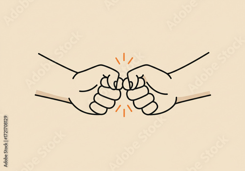 Dynamic duo fist bump celebration conveying teamwork, success, and energetic collaboration for modern business concepts.