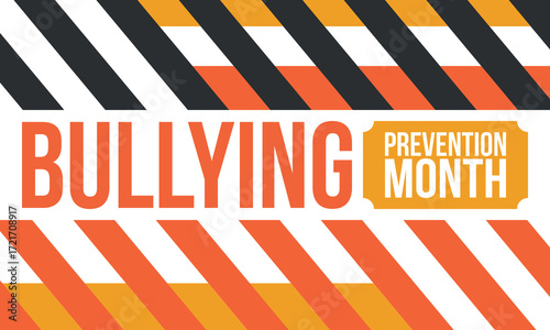 National Bullying Prevention Month in October. Stop bullying. Annual nationwide campaign to keep all youth safe from bullying. Orange color. Poster, card, banner, background. Vector illustration