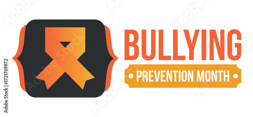 National Bullying Prevention Month in October. Stop bullying. Annual nationwide campaign to keep all youth safe from bullying. Orange color. Poster, card, banner, background. Vector illustration