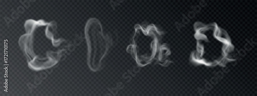 Various ring of hookah smoke. Vector illustration.