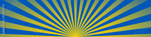 Ukraine background. Blue and yellow background with radial stripes.