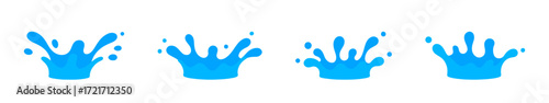 Water splashes set. Water design element, falling droplets silhouettes.