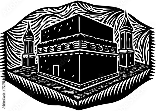 Kaaba Silhouette, Islamic Sacred Pilgrimage Symbol SVG, PNG