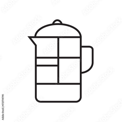 French Press Coffee Maker Line icon 