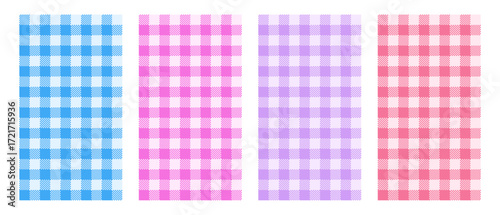 Seamless vichy pattern. Gingham fabric print for vintage summer background. Plaid tablecloth texture in pink, red and blue repeat design. Buffalo flannel paper for pastel cloth wallpaper or backdrop.