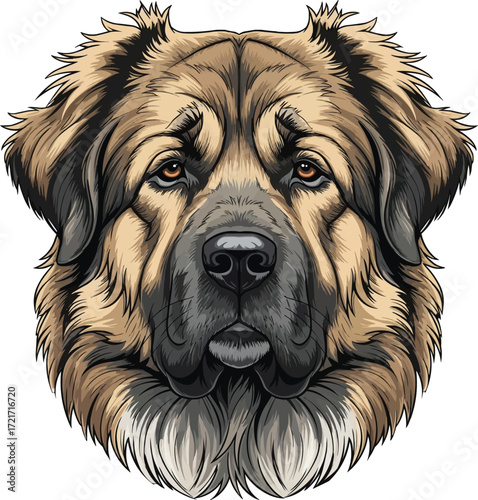 Caucasian Shepherd Dog cute face closeup headshot portrait