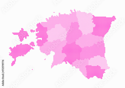 Estonia dotted map. Digital style map of the country on white background. Estonia shape with circle dots. Colored dots style. Small size circles. Vibrant vector illustration.