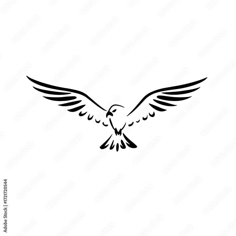 Fototapeta premium Kite. Kite simple black and white line art vector logo