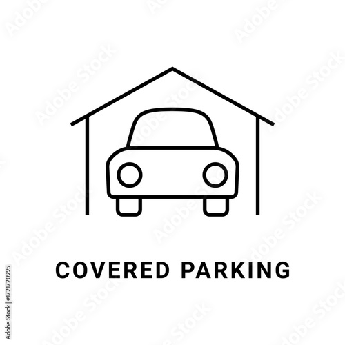Covered Parking Garage Outline Vector Icon