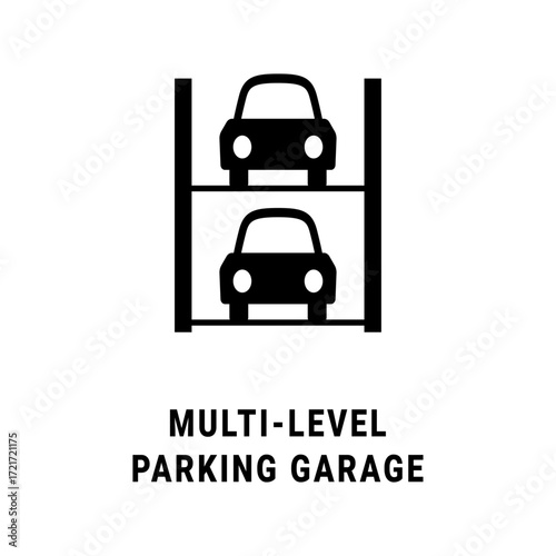 Multi-Level Car Parking Solid Vector Icon
