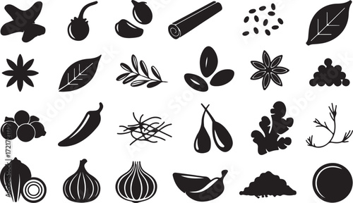 Spice Collection Simple Silhouette Herb Seasoning Flavor Aromatic Food