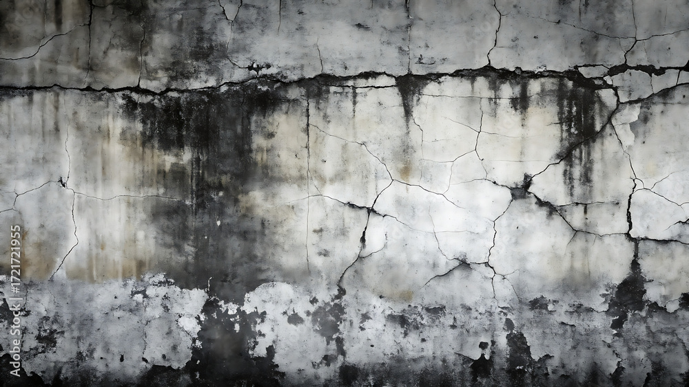 Obraz premium High-Resolution Black and White Concrete Wall Texture with Peeling Paint - Perfect for Backgrounds and Design