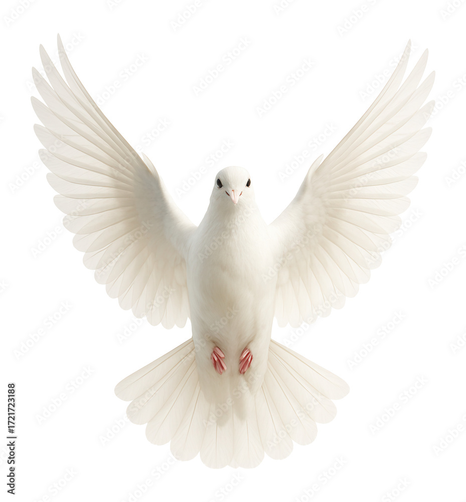 Obraz premium White dove in mid-flight.
