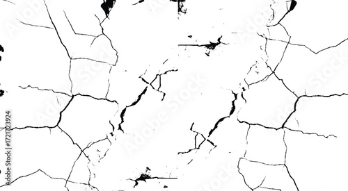  Cracks overlay textured. Vintage black and white a cracked wall, a black and white vector of a cracked wall