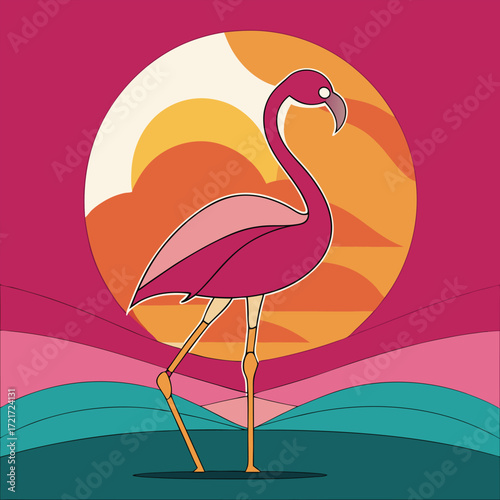 flamingo on the beach