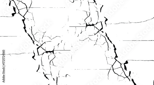  Cracks overlay textured. Vintage black and white a cracked wall, a black and white vector of a cracked wall