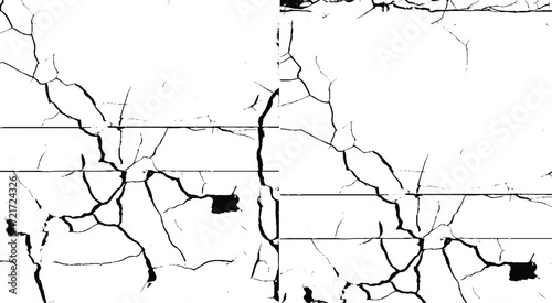  Cracks overlay textured. Vintage black and white a cracked wall, a black and white vector of a cracked wall