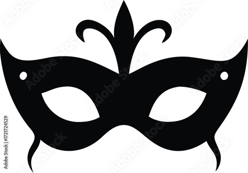 Black masquerade mask with ornate details