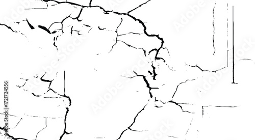 Vector Vintage illustration, grunge texture, broken effect, grunge effect vector background. Distressed black texture. Dark grainy texture on white background. Cracks overlay textured. Grain noise par