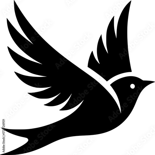 Silhouette of Freedom: A striking black silhouette of a bird in full flight, evoking a sense of liberty, movement, and elegance.