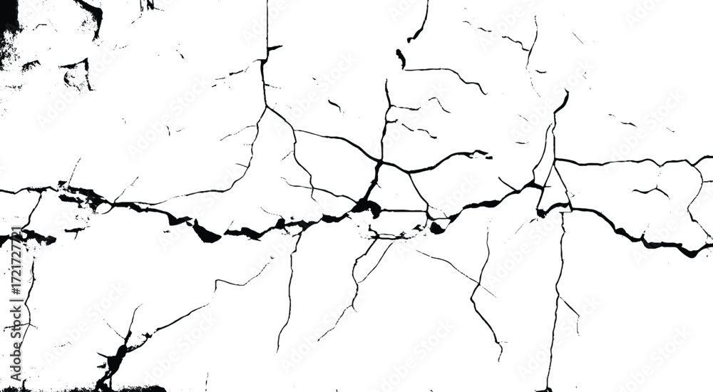 Obraz premium Grunge Image Technique, Vector, Abstract. Abstract vector grunge crack texture with distressed black lines on white background.