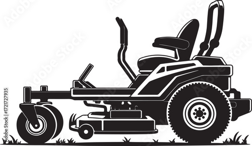 Zero Turn Mower Riding Lawn Tractor Grass Cutting Machine Landscaping Black Icon
