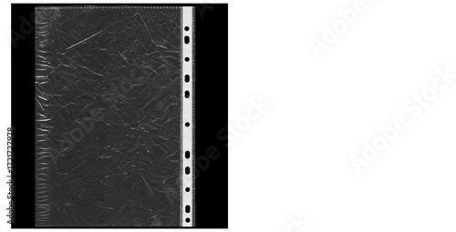 Foto A single clear plastic sheet protector with punched holes next to a white space