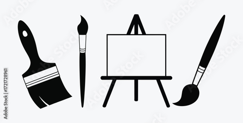 Artistic Canvas with Paint Brushes Depicting Creativity and Artistic Expression