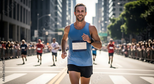 Marathon Runner Leading the Pack A Portrait of Determination and Triumph on City Streets