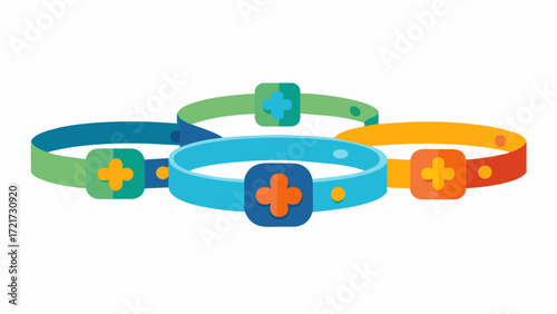 A set of memory recall bracelets with small puzzle pieces emphasizing the importance of keeping the mind active and putting pieces of information together to remember them.. Vector illustration