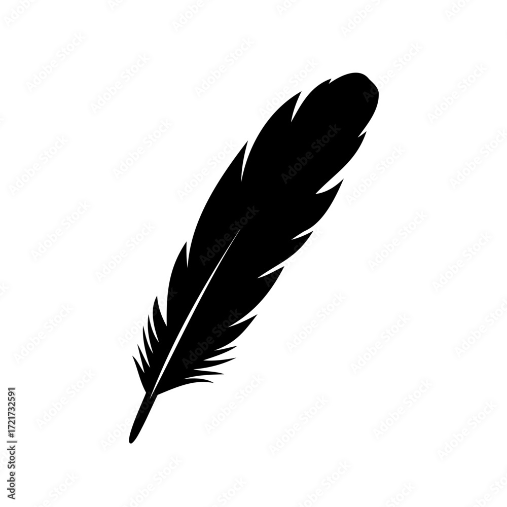 Fototapeta premium Silhouette of single feather illustration 
