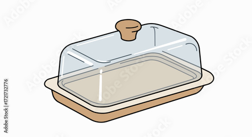 Elegant Glass & Beige Butter Dish with Lid