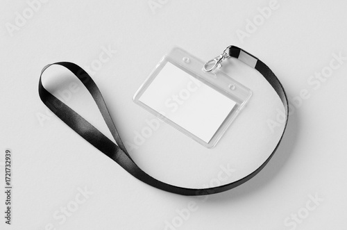 ID Card holder mockup with lanyard, horizontal
