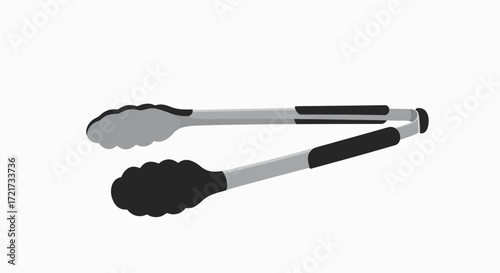 Close-up of gray and black silicone-tipped tongs.